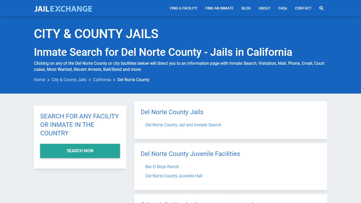 Inmate Search for Del Norte County | Jails in California - Jail Exchange